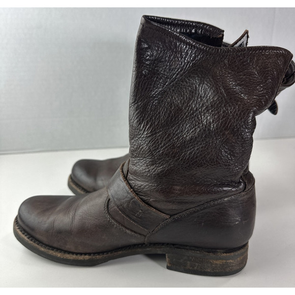 Frye Veronica Slouch Boots Women's 6 B Brown Leather Boho Grunge Moto Buckle - Picture 5 of 16